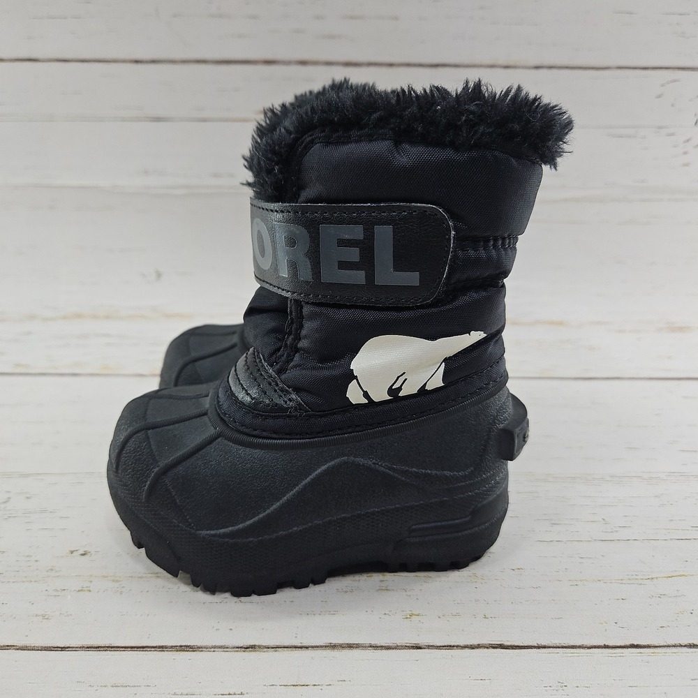 Sorel Snow Commander Boots Toddler Size 5 Black Insulated Winter Ski‎ Waterproof